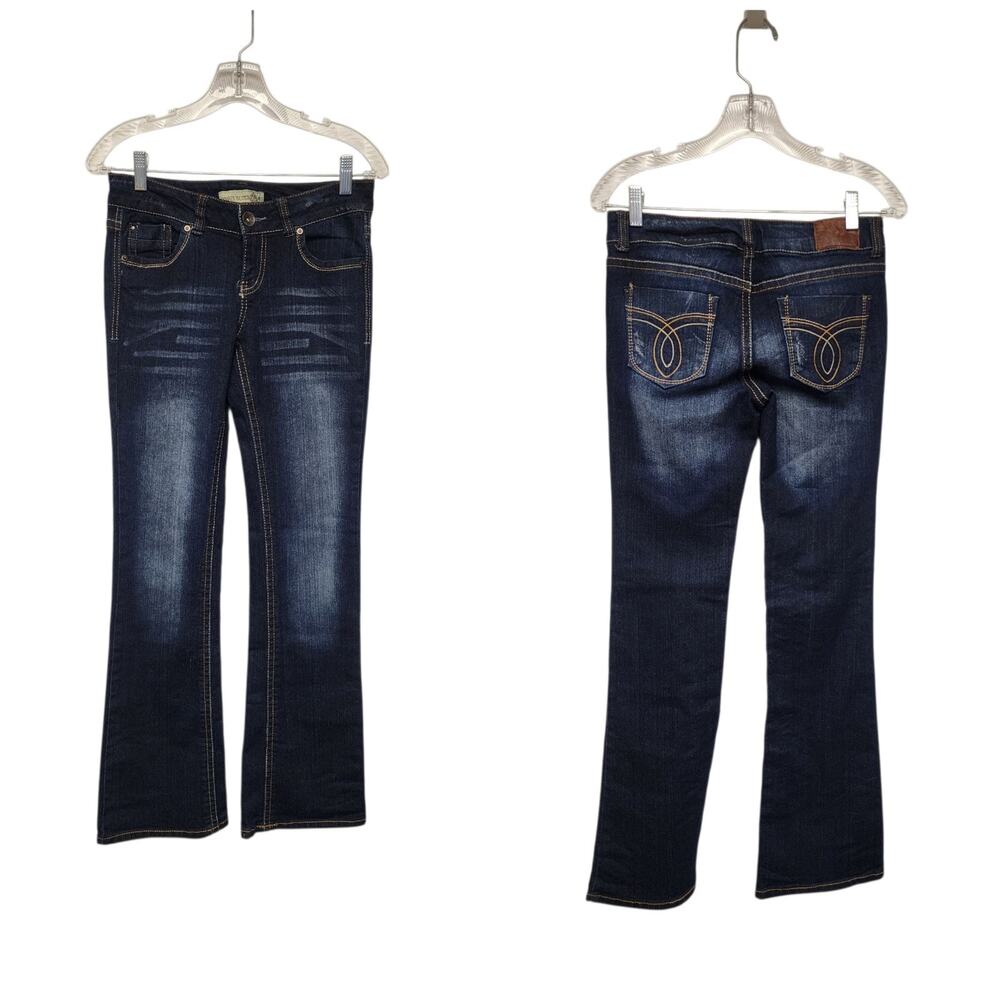 Paris Blues Women’s Junior Boot Cut Denim Jeans Distressed Stretch Size 7